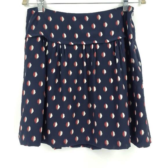 Madewell Silk Polka Dot Drop Waist Mini Skirt Navy Red White Size 8 - Picture 1 of 5